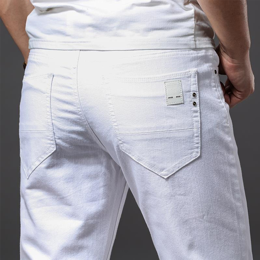 Men'S Fashion For 60 Year Old - Jean blanc élastique pour hommes, coupe