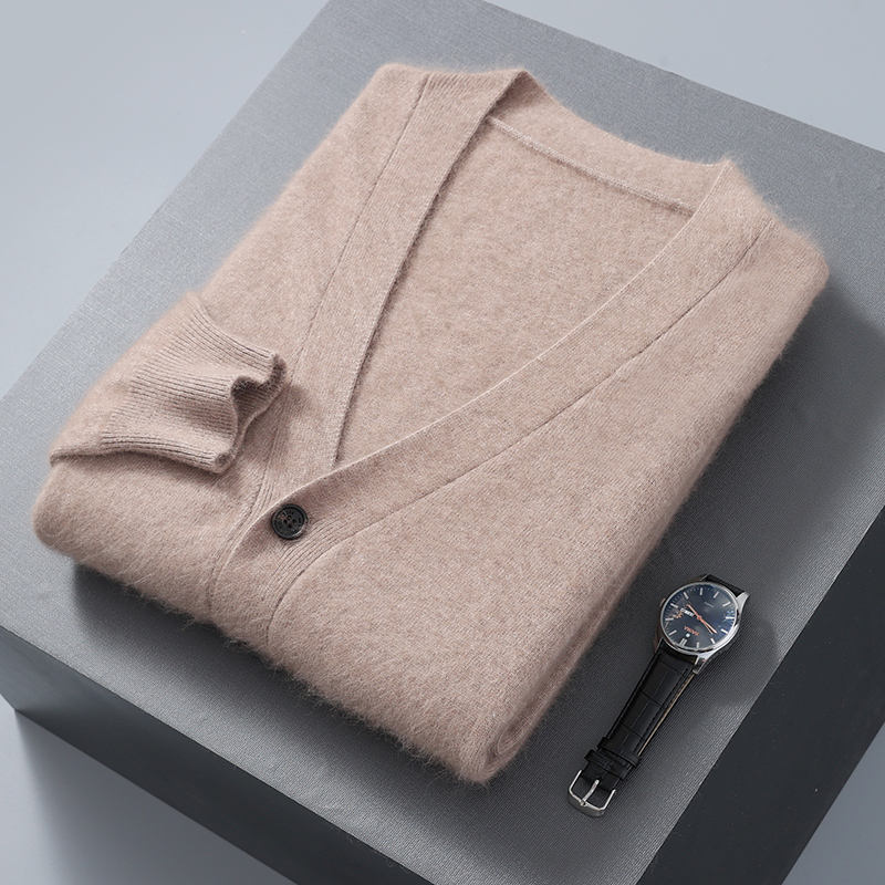Men'S Fashion V Neck Sweater - Pull cardigan en velours de vison