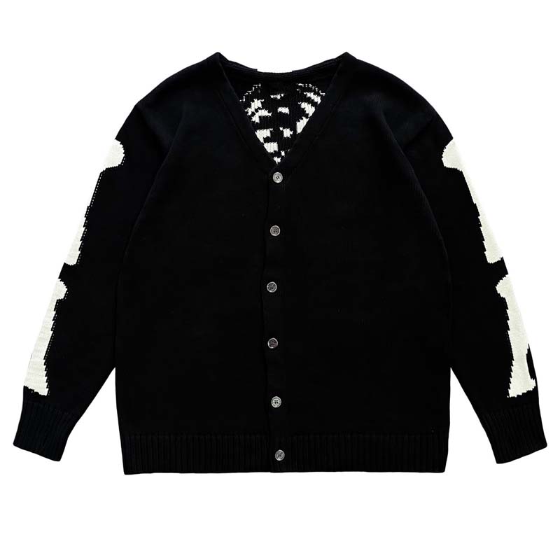 Men'S Fashion V Neck Sweater - Kapital Vintage Hirata os squelette rétro