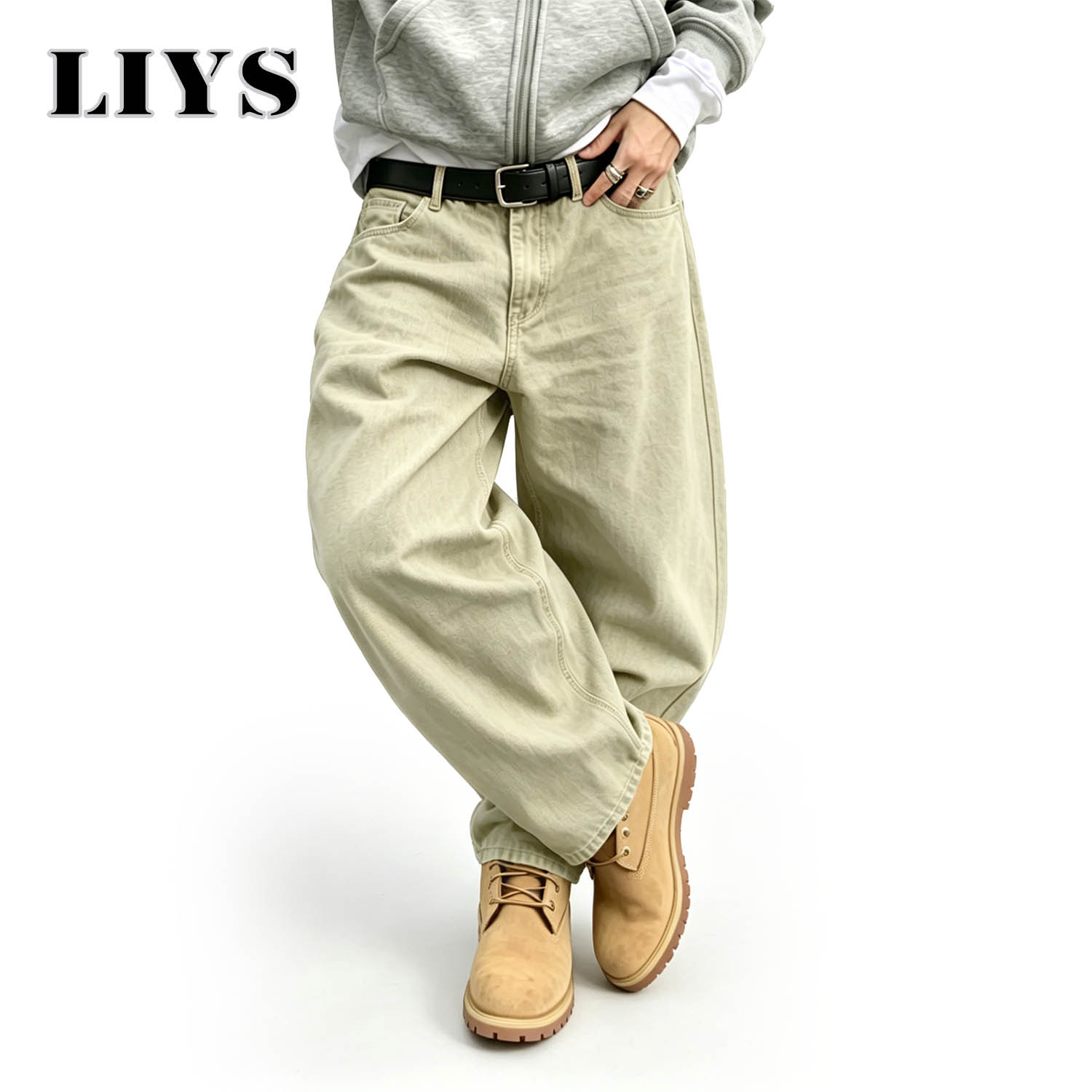 Men'S Fashion Khaki Pants - Jean ample et droit délavé pour