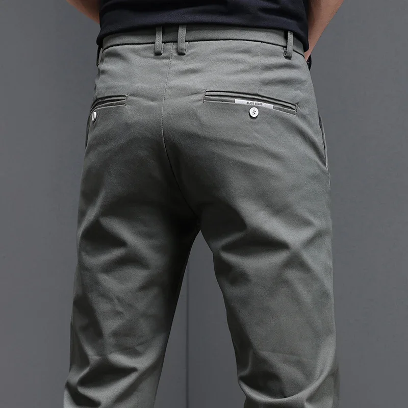 Men'S Fashion Khaki Pants - 97.8% coton 2025 printemps automne hommes