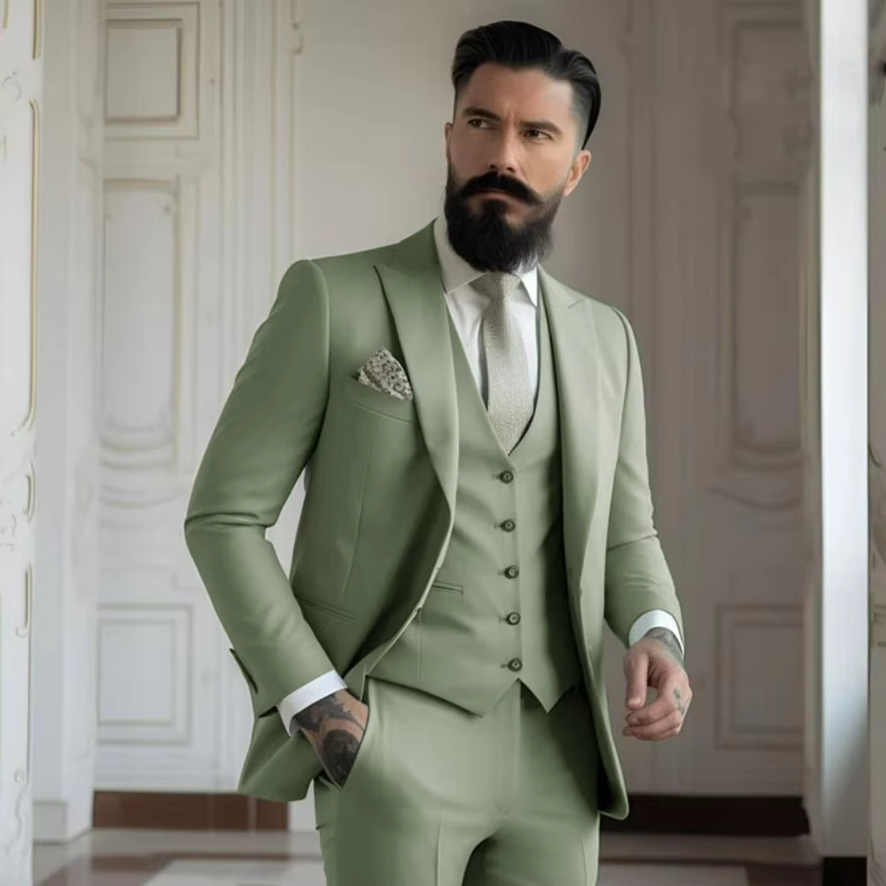 Men'S Fashion Khaki Pants - Costume de mariage kaki pour homme,