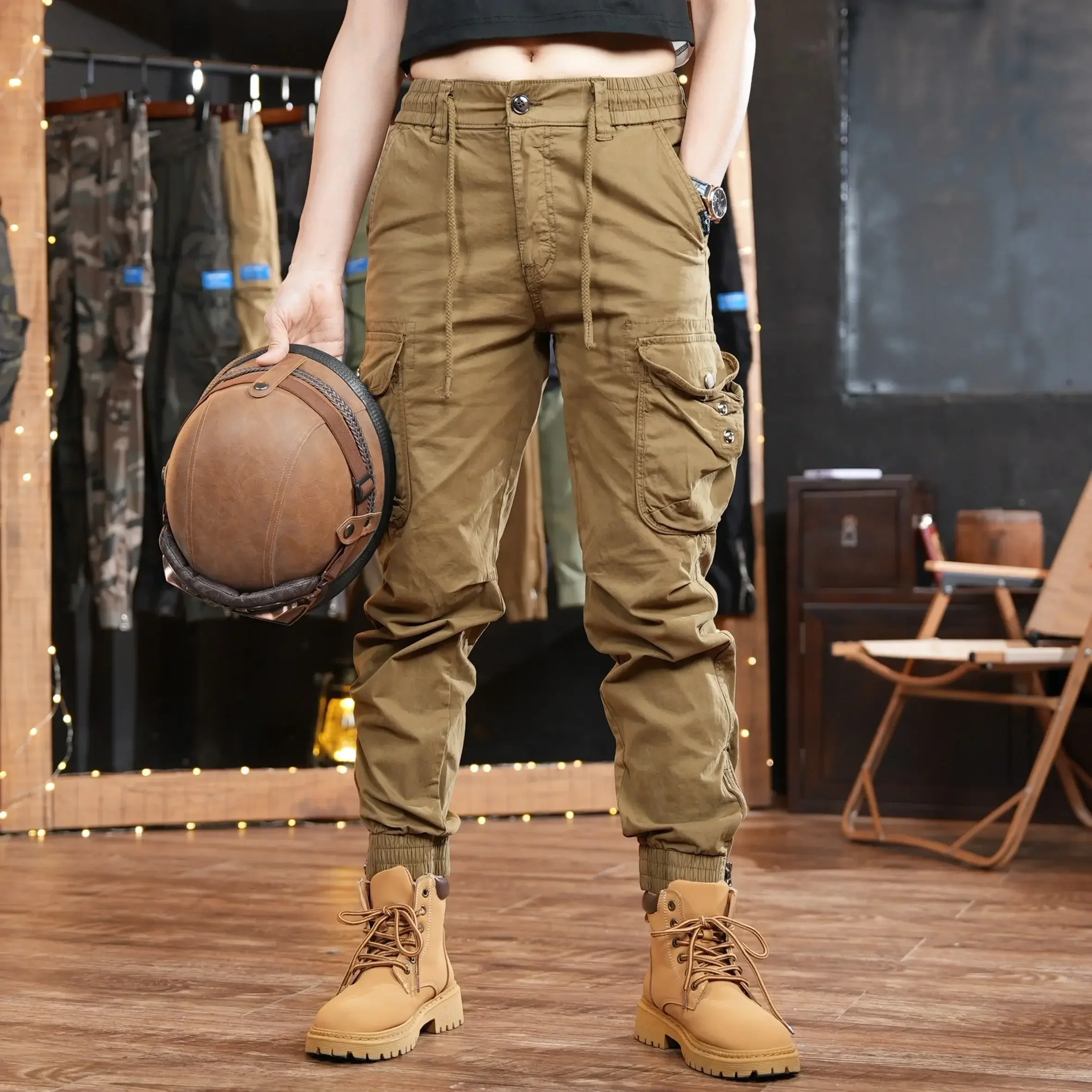 Men'S Fashion Khaki Pants - Pantalon Cargo d'extérieur multi-poches pour hommes,