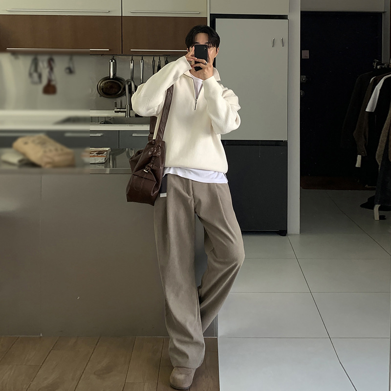 Pantalon en velours côtelé pou - Men'S Fashion Khaki Pants avis et prix