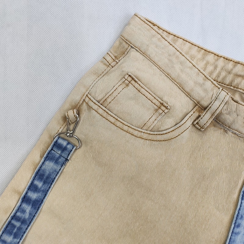 Jean bleu à empiècements kaki  - Men'S Fashion Khaki Pants avis et prix