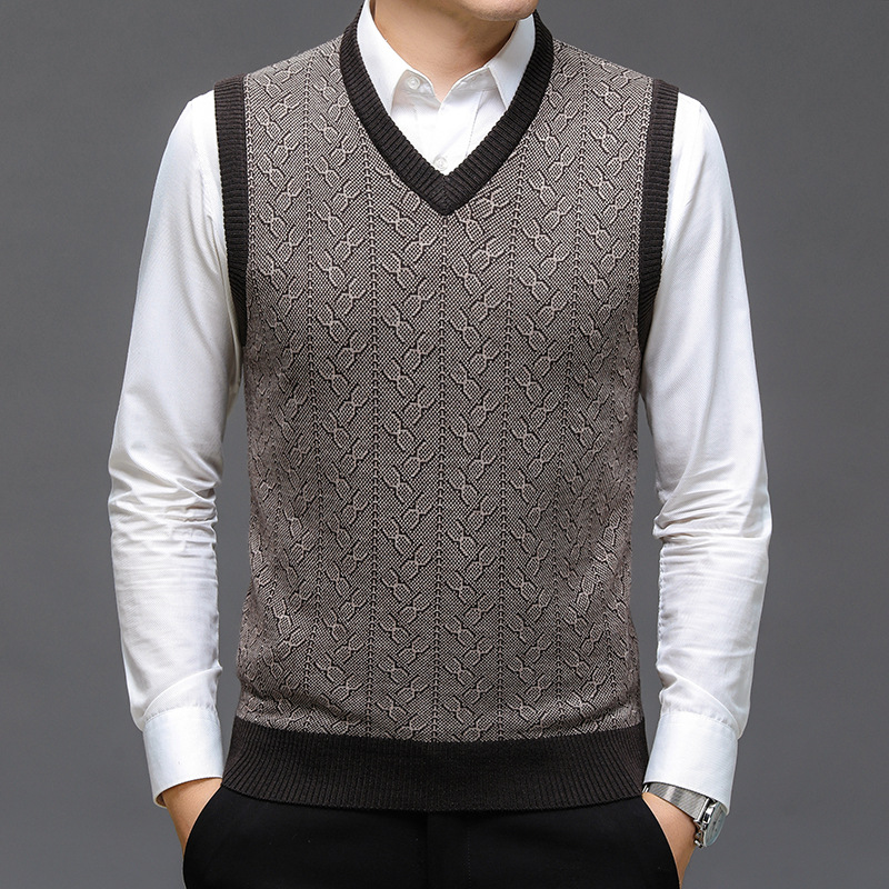 Pull en laine de couleur unie  - Men'S Fashion V Neck Sweater avis et prix