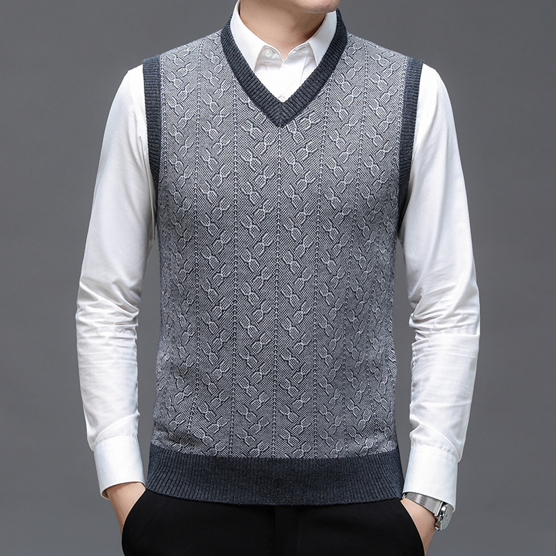 Pull en laine de couleur unie  - Men'S Fashion V Neck Sweater avis et prix